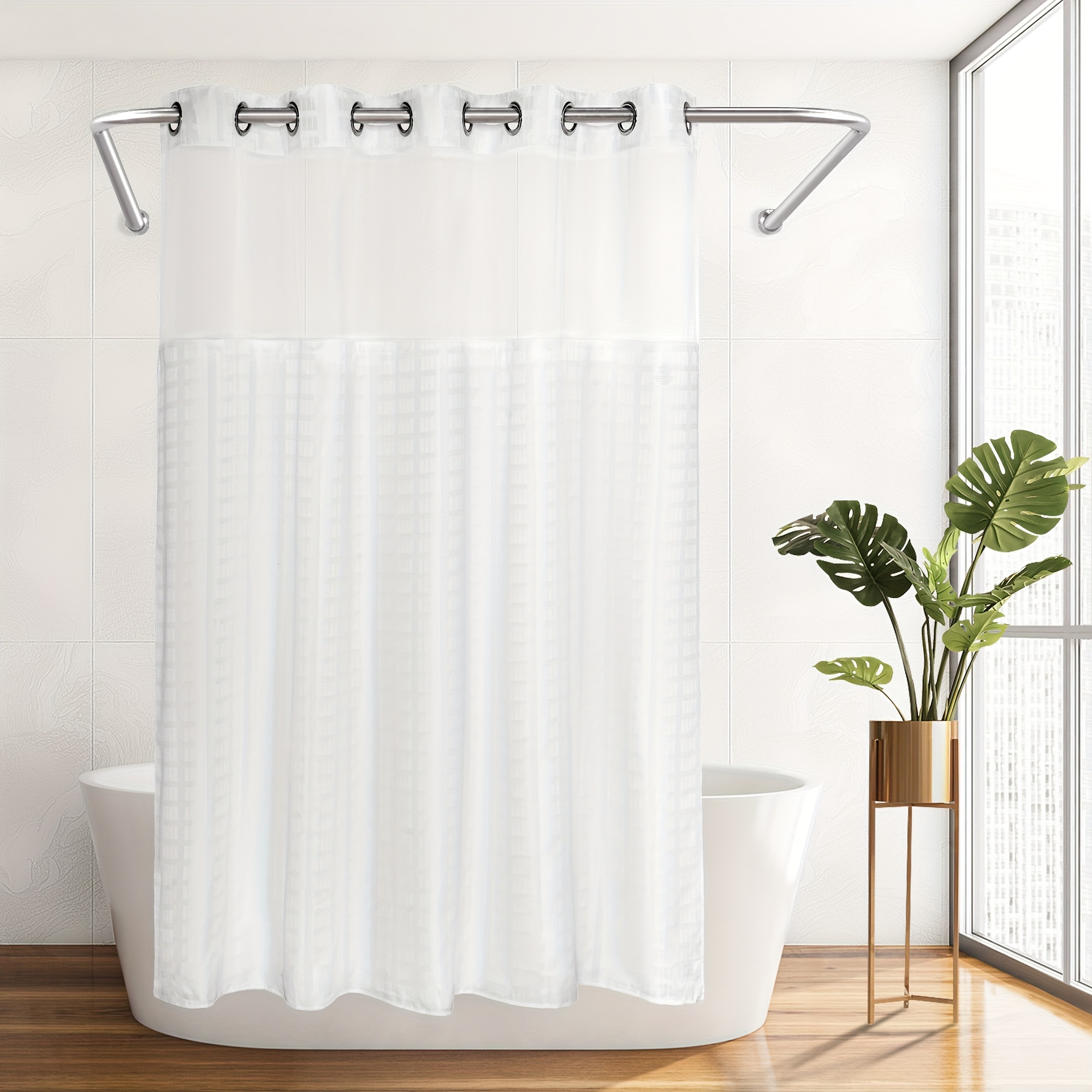 Cortina de baño transparente 3D impermeable, visillo de ducha con ganchos,  grueso, ancho - AliExpress