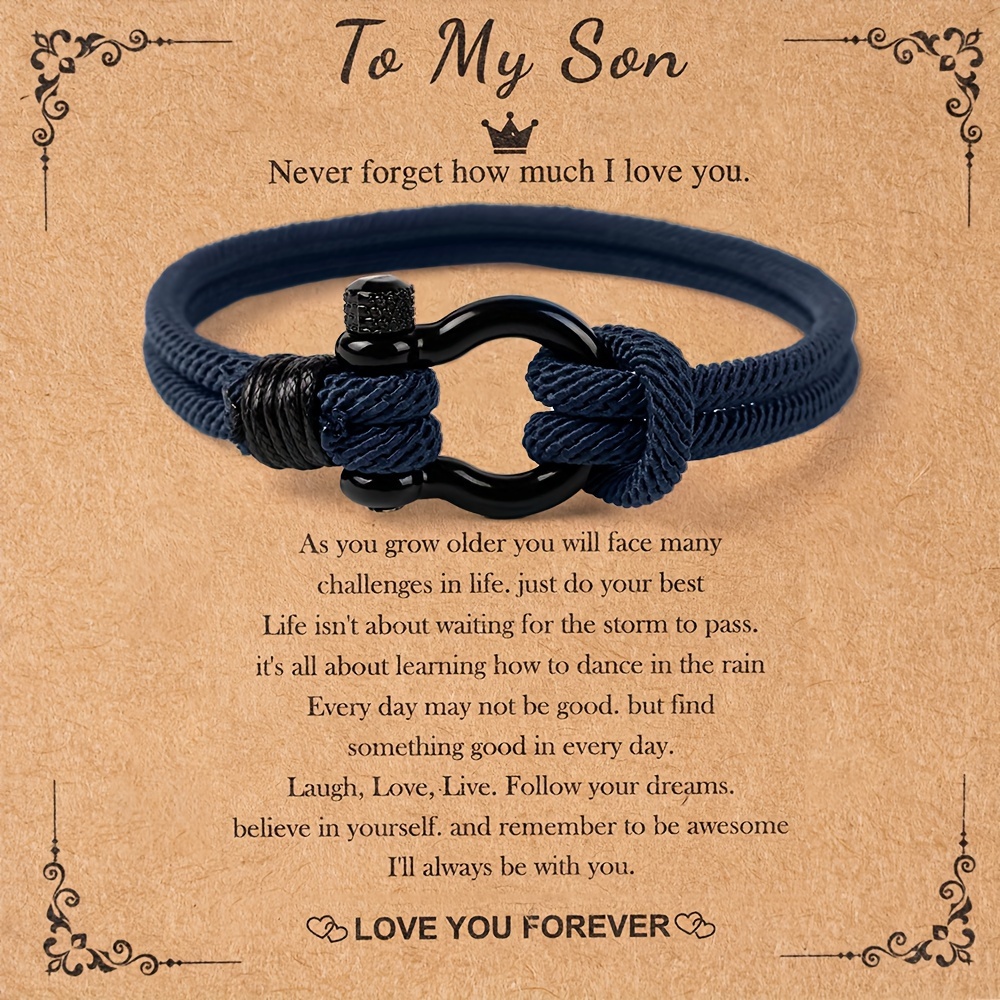 1 Pcs to My Son Bracelet from Mom with Inspirational Love Quotes, Birthday Gifts, Graduation Gift from Mom and Dad, Thanksgiving Christmas Gift to