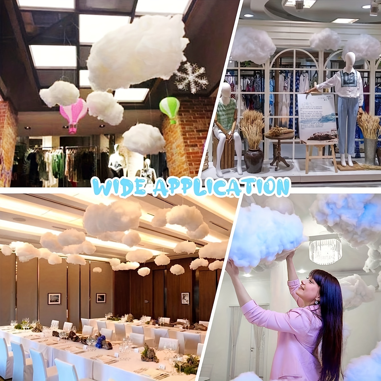 9pcs, Clouds Decorations For Ceiling, Cotton Simulation Hanging Cloud  Decoration, 3D Artificial Fake Clouds Props For Wedding Stage Show Party  Decor (