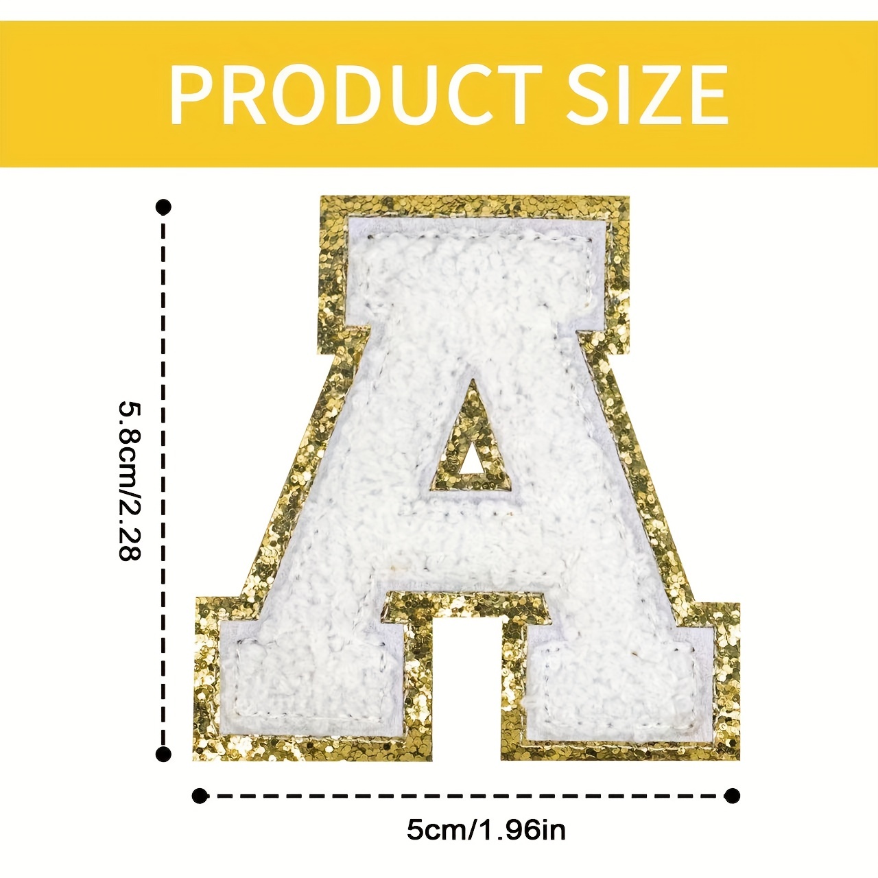 Stick-on 5.5cm White Letter Patches Self-adhesive clothing Patches Chenille  Patch For DIY Phrase Bag