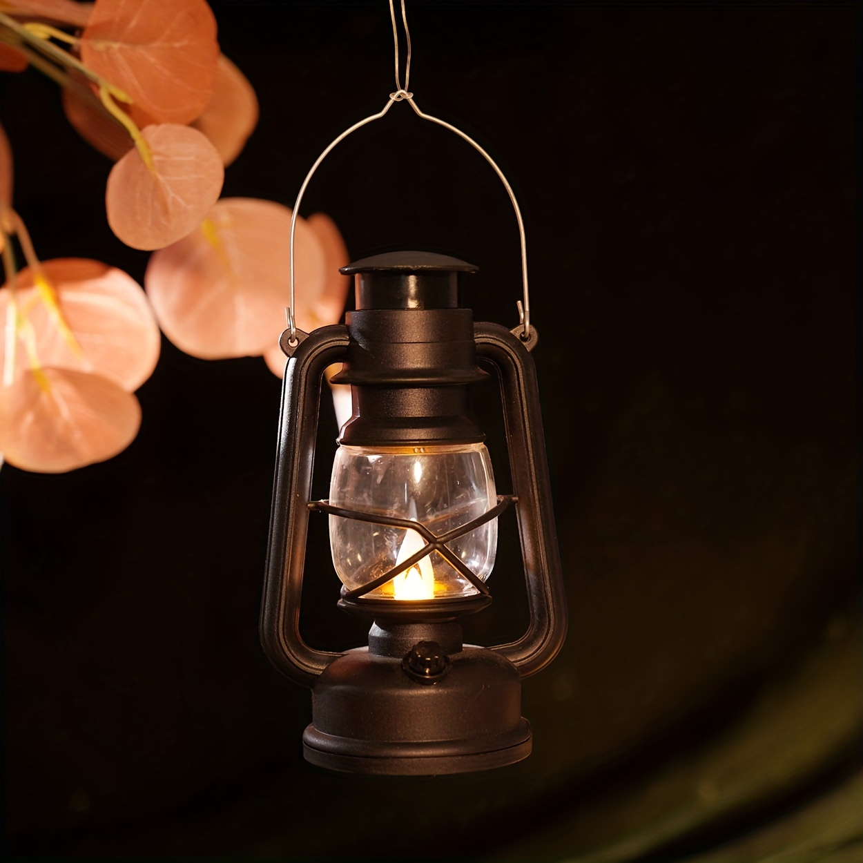 12 Pcs 8 Inch Vintage LED Hurricane Lantern 12 Warm LEDs and Dimmer Switch  Battery Operated Metal Lantern Decorative Hanging Lantern for Indoor