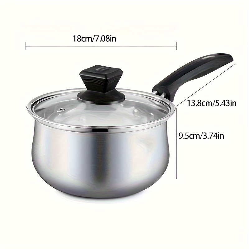 1Pc Small Soup Pot with cover Stainless Steel Two-ears Cookware