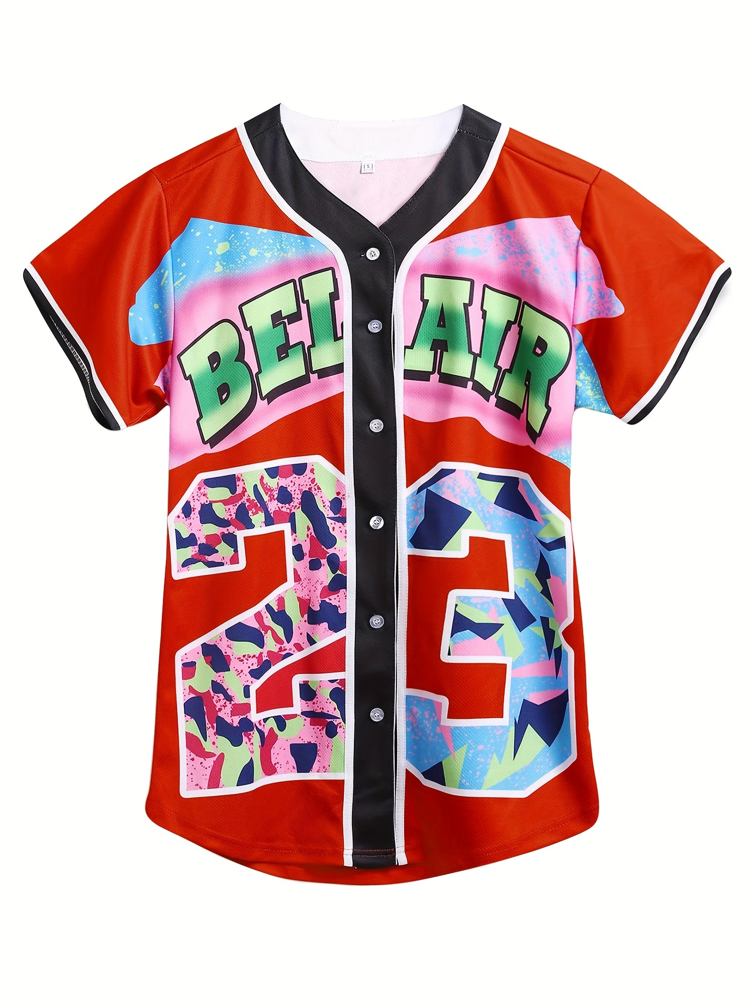 90s Outfit for Women, Two Tone 23 Hip Hop Baseball Jersey Shirt for Theme Party, 90s Stylish Clothing for Women,Temu
