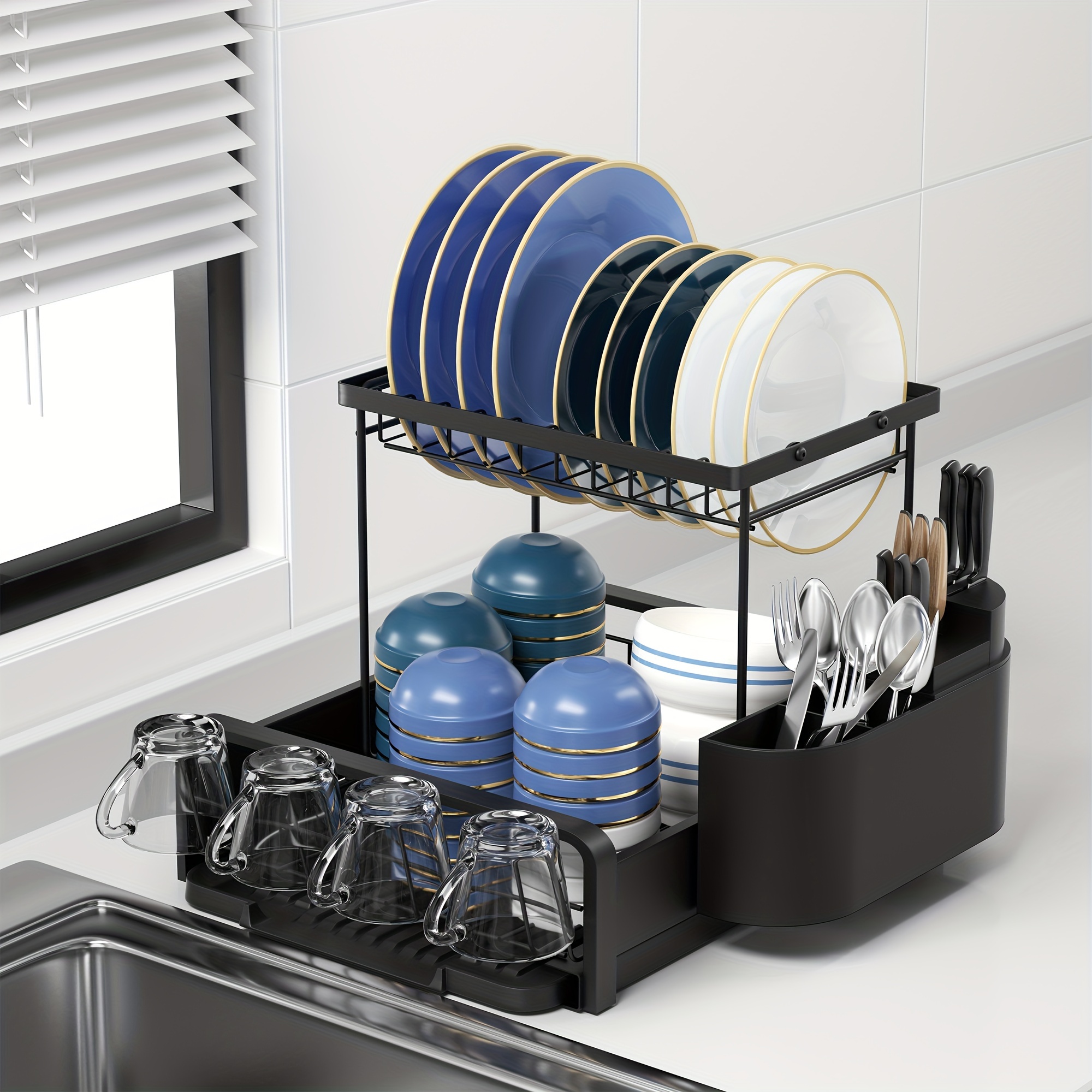 2-Tier Dish Drying Rack with Drainboard - On Sale - Bed Bath