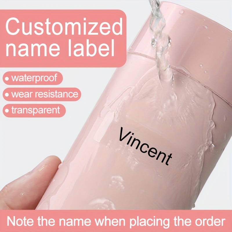Personalised clear water bottle flask stickers school name safety labels
