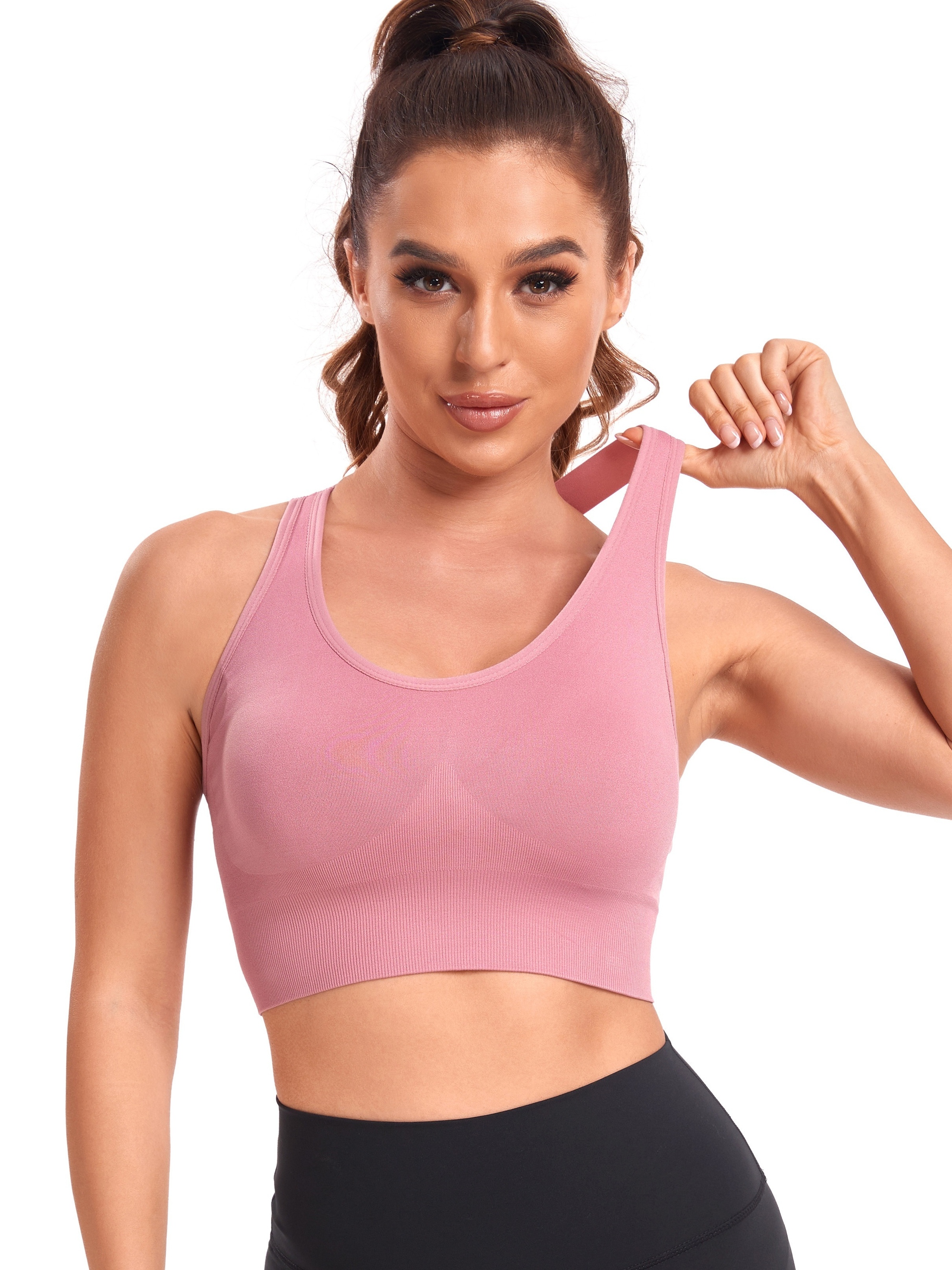 Zipper Adjustable Sports Bra High Support Fitness Tanktop for Women  Racerback Yoga Crop Tank Polyester Running Tanktop (Color : Pink, Size :  XX-Large)