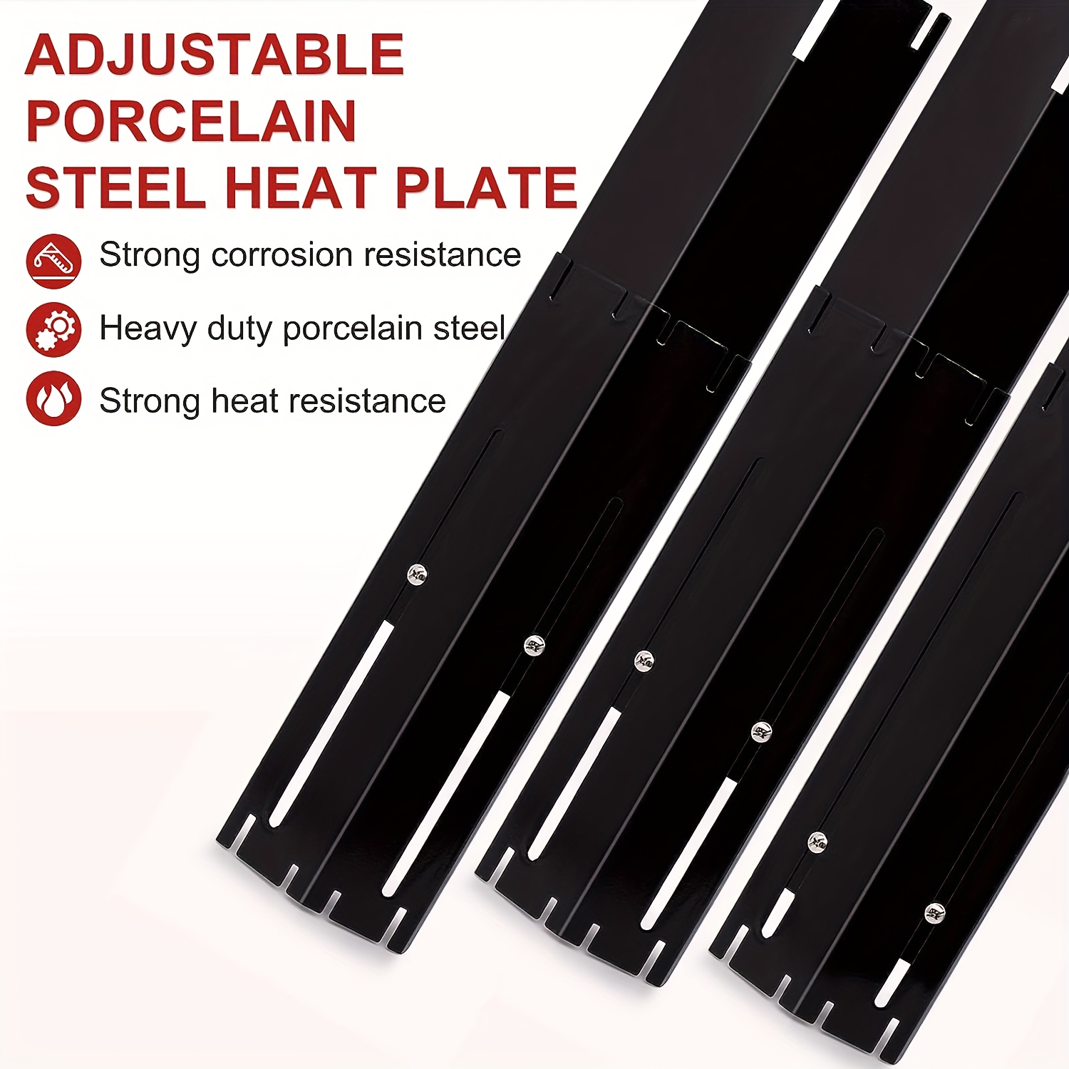 Adjustable Porcelain Steel Heat Plate Shield for Gas Grill