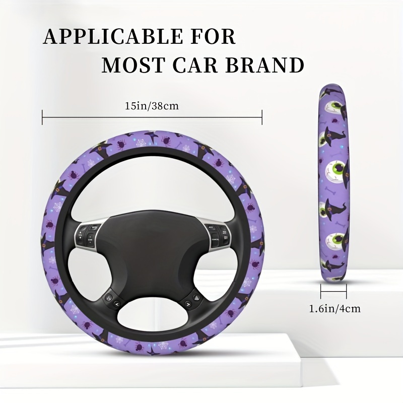 Halloween Spider Web Head Steering Wheel Cover, Universal 14.5-15 Inch Car  Wheel Protector, Anti-Slip Car Steering Wheel Accessories For Men And Women