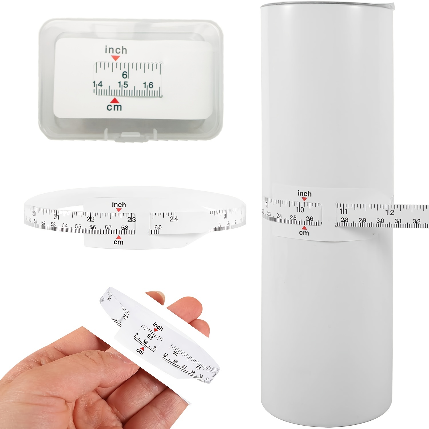 WXJ13 3 Pcs Sublimation Blanks Tumbler Measurer Sublimation Blanks Products  Width Measurer Precise Plastic Tape Measure Head Measuring Tape for Make