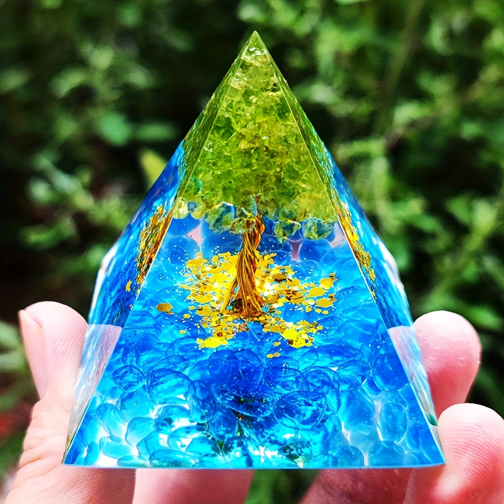 1 Pezzo Di Cristallo Sintetico Orgone Piramidale Dell'albero Della Vita,  Cristallo Sintetico Piramidale Di Quarzo Con Pietra Curativa, Regali Per La