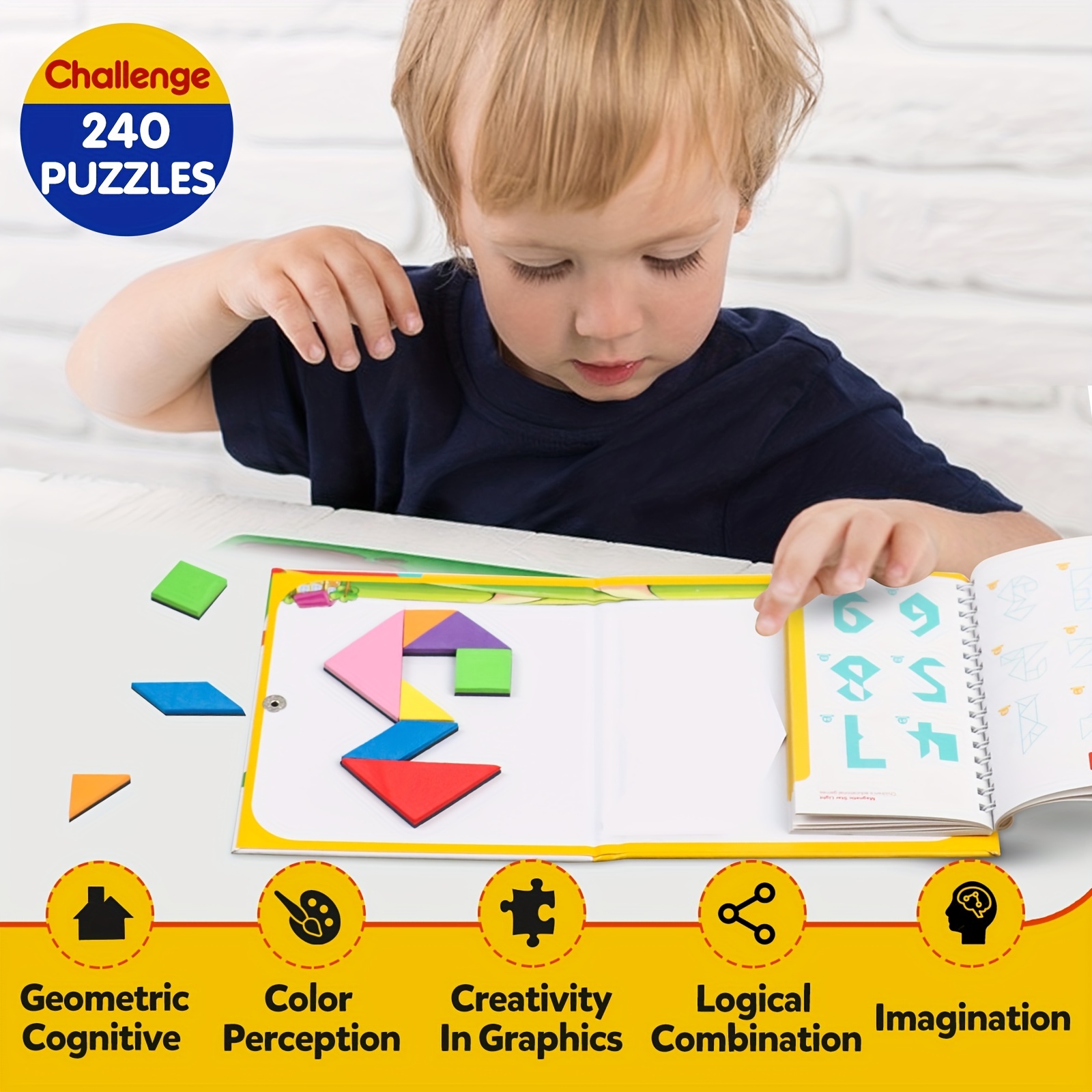  Travel Tangram Puzzle Car Game Magnetic Pattern Blocks Road  Airplane Trip Essentials Activities Montessori Educational Toys Brain  Teasers Book For Age 4-8 Kids Boys Girls Toddler