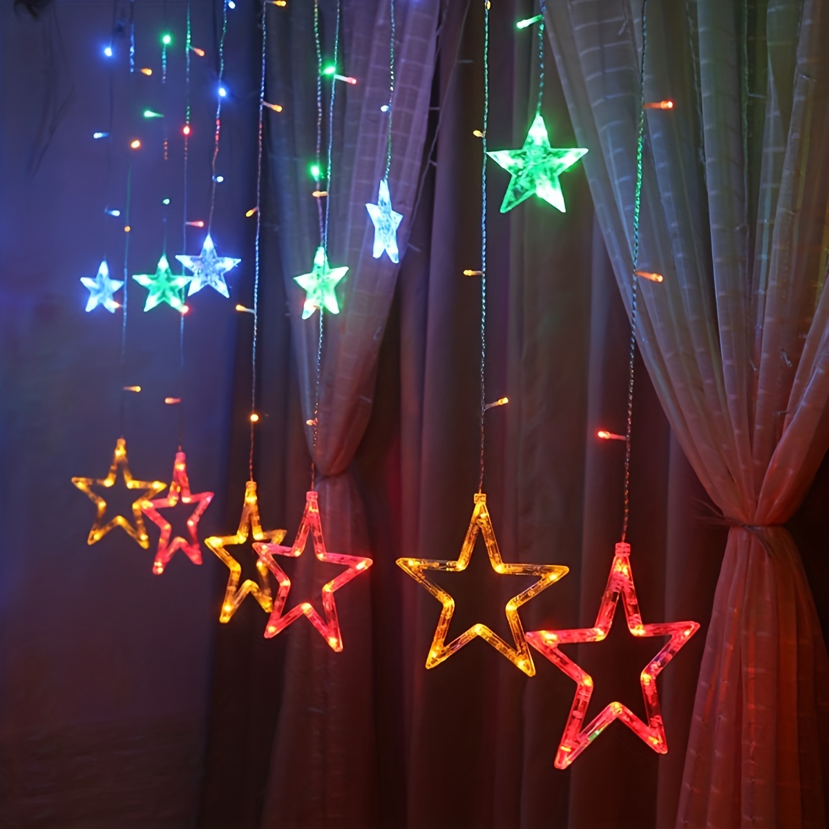 Rideau Lumineux Étoile, 12 Étoiles 138 LED Guirlande Lumineuse de Fenêtre  avec 8 Modes Clignotant Décoration pour Noël, Mariage, Fête, Maison,  Chambre (Blanc Chaud) : : Luminaires et Éclairage