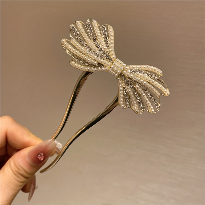 Rhinestone U Shaped Hairpin Simple Modern Rhinestone Metal - Temu