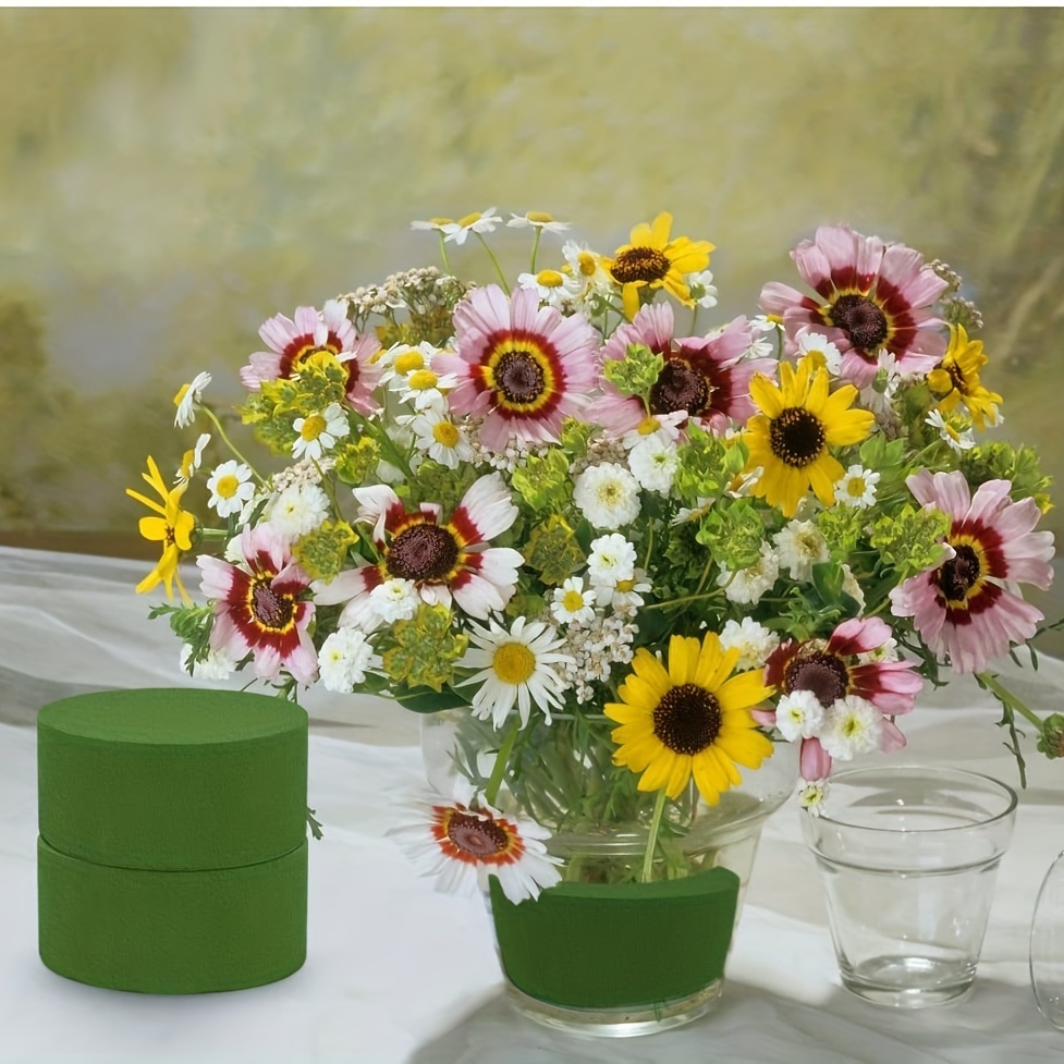 4 piezas de espuma floral redonda de 3.2 pulgadas, bloques de espuma de  flores secas y húmedas verdes para arreglos florales artificiales y frescos