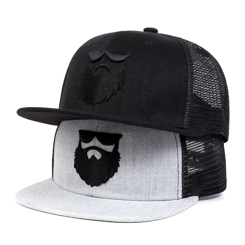 Beard Man Embroidery Snapback Hats Hip Hop Trendy Adjustable - Temu