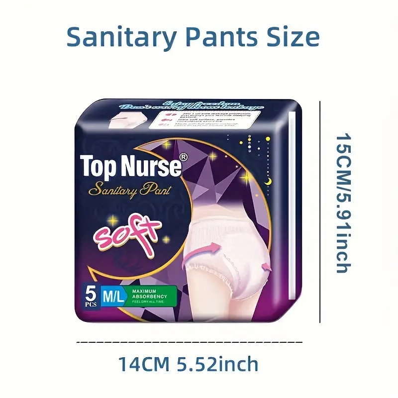1 Pack TOP NURSE Period Relief Pants, Overnight Ultra Thin Women Wearing  Elastic Waistband Large Sanitary Pants Menstrual Pants For Menstruation