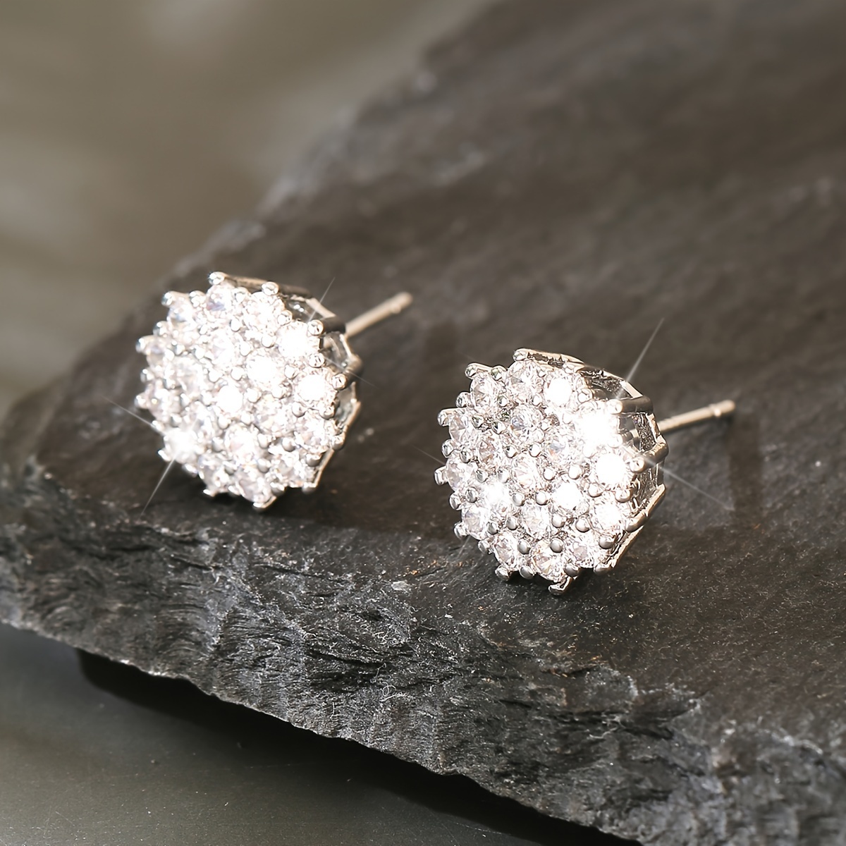 TEMU Orecchini a Lobo Fiori in Rame e Zirconia - Senza , per Abbigliamento Casual o da Regalare