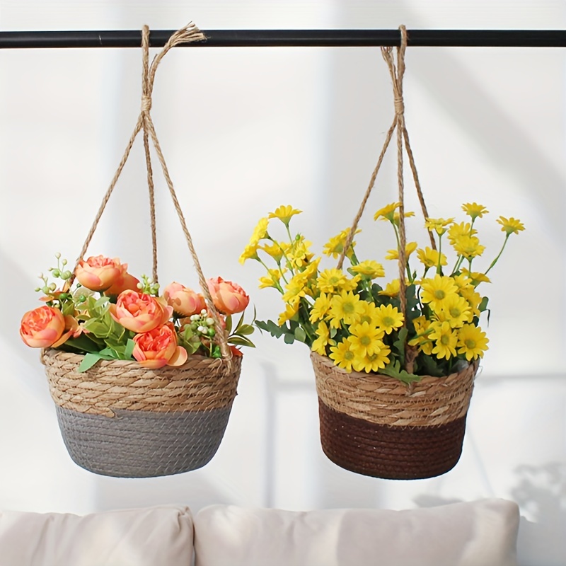 Cesto di vimini Vaso da fiori sospeso in rattan Vaso da fiori Cesto  portaoggett‖