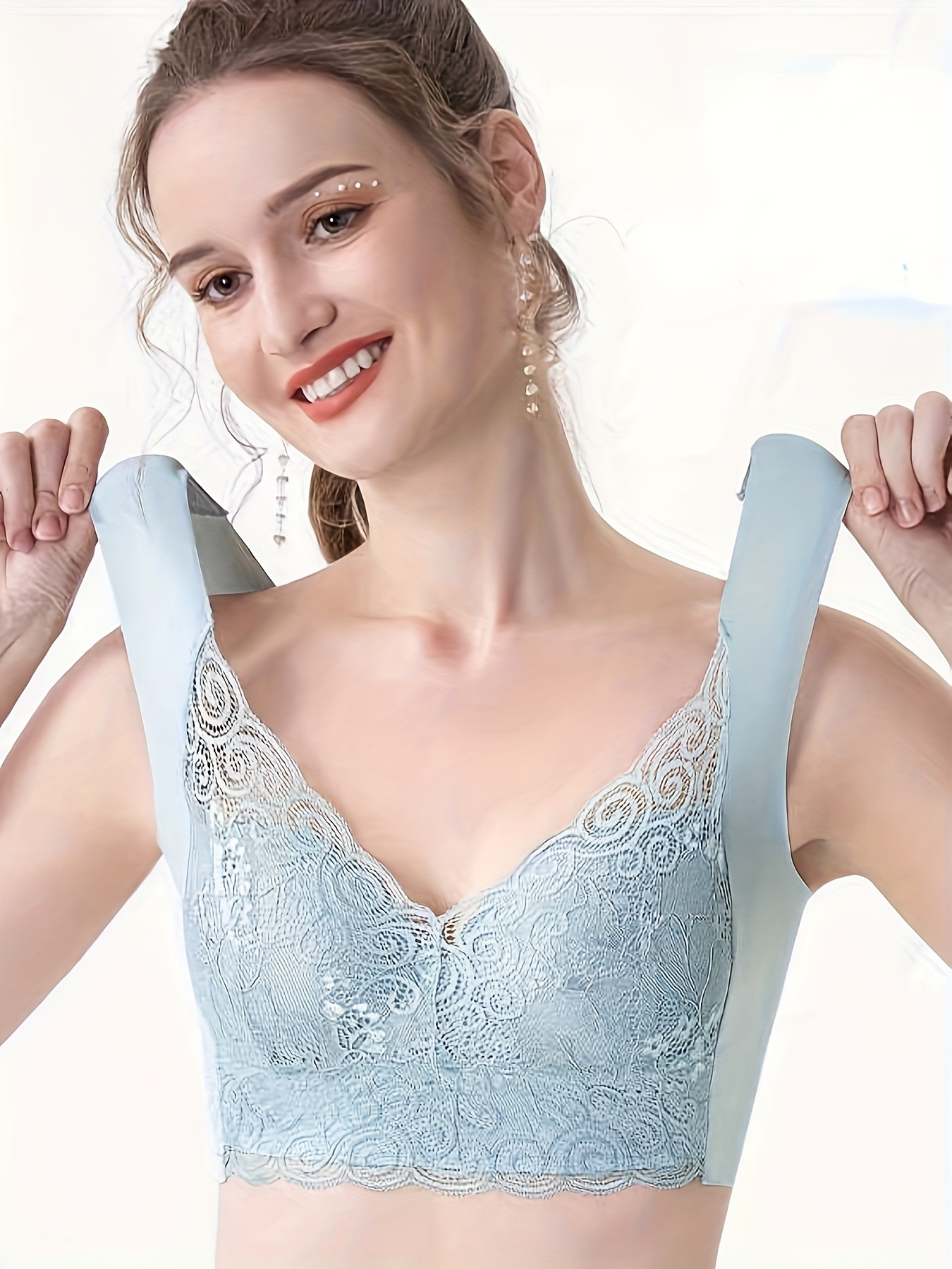 Contrast Lace Bralettes Comfy Breathable Scallop Trim Bra - Temu