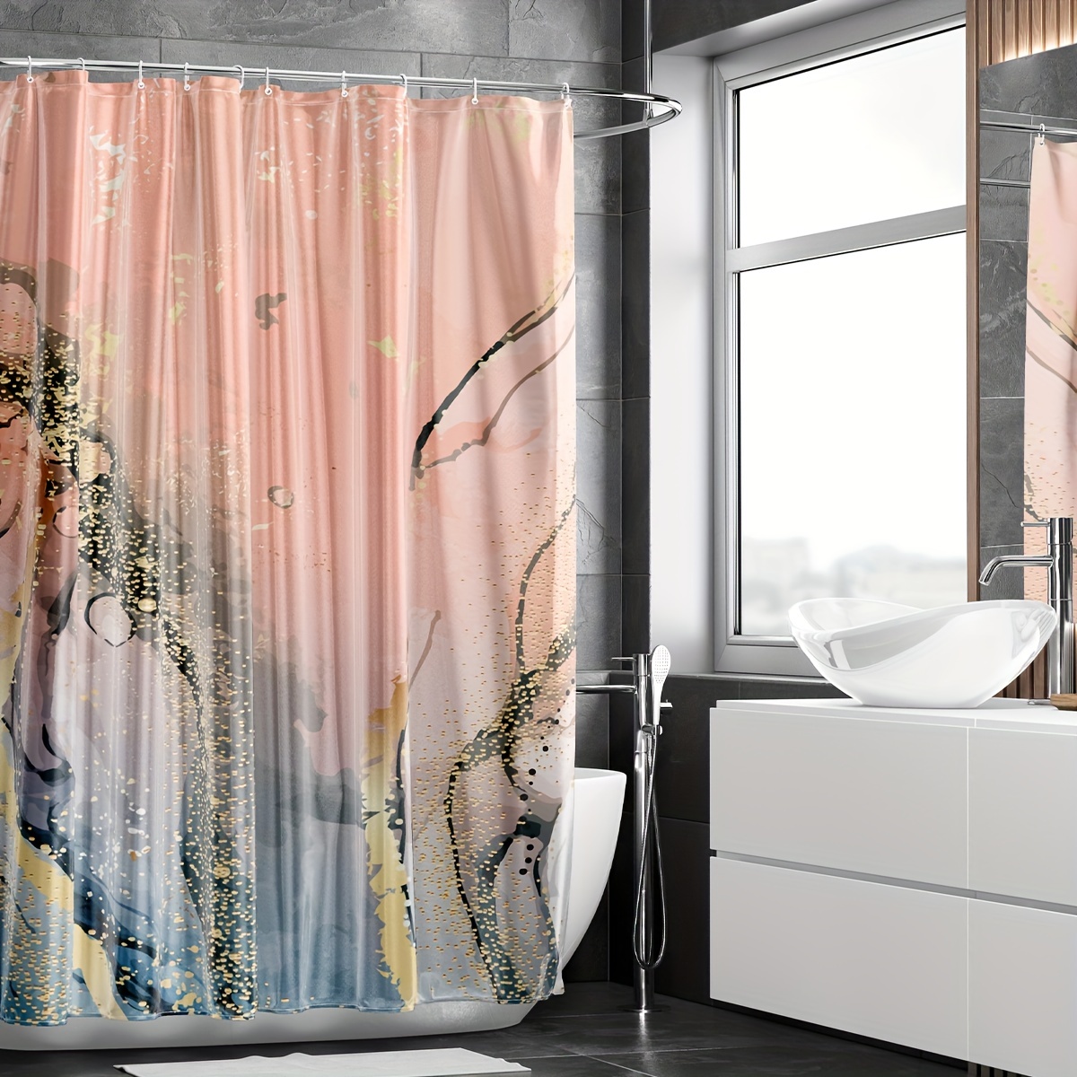 Plastic Shower Curtain Curved Track Window Balcony Curtain - Temu