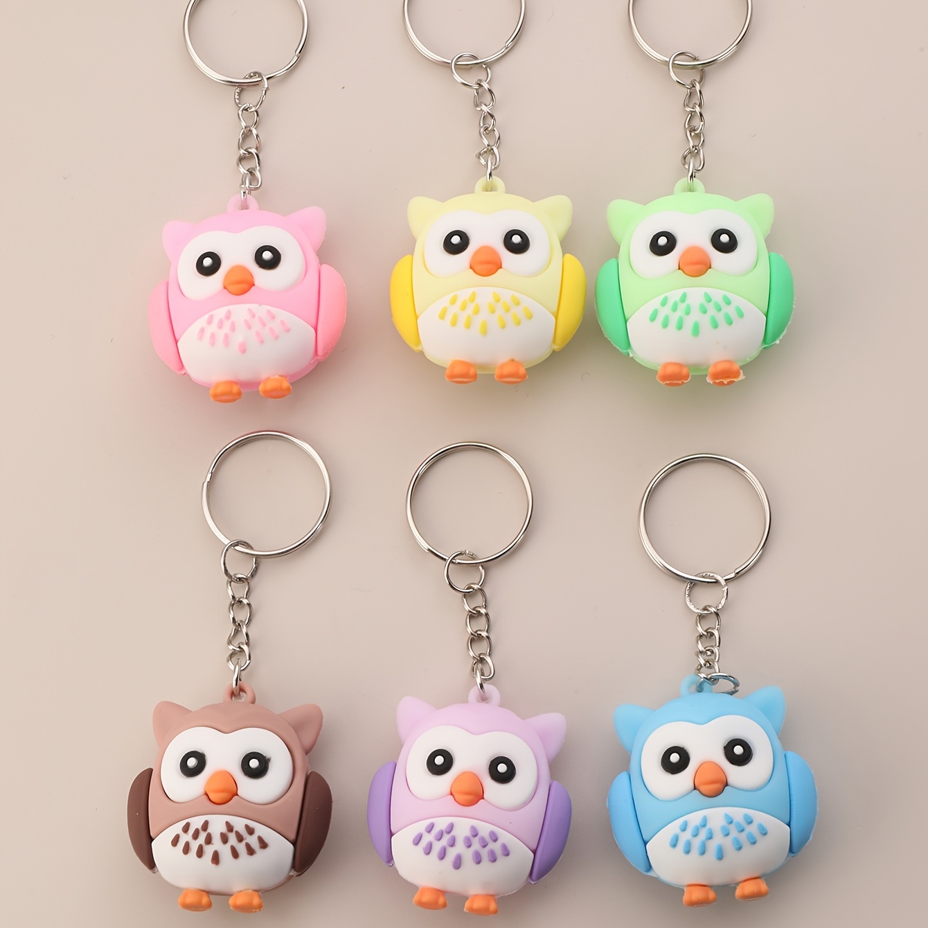Cute Rhinestone Crystal Big Eyes Blue Owl Keychain Animal Bird Key Chain  Key Ring Holder Bag Pendant Accessories Keyring