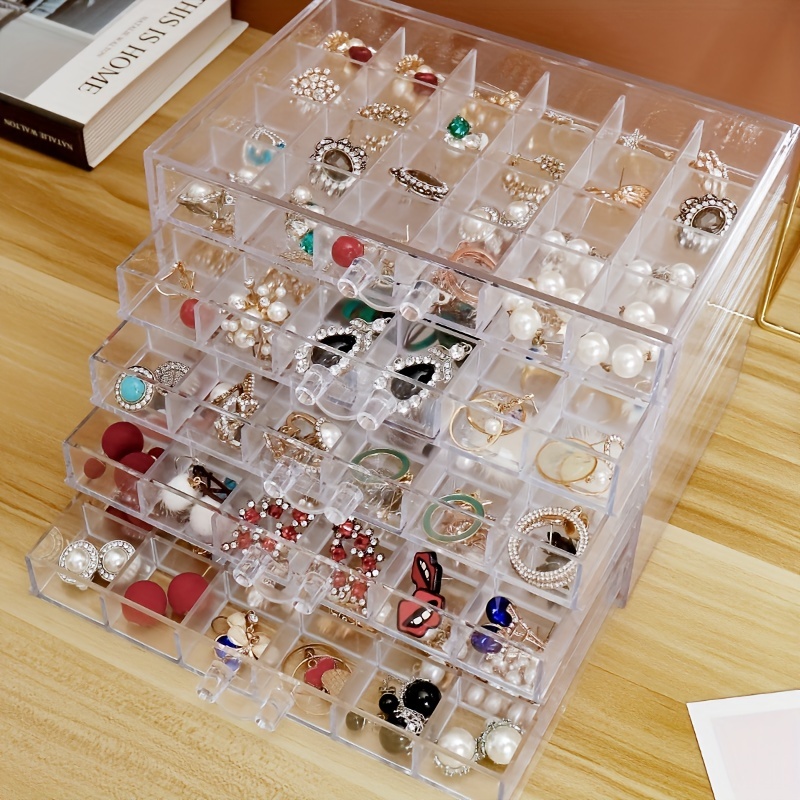 1pc Large Capacity Acrylic Jewelry Organizer Box With Drawers For