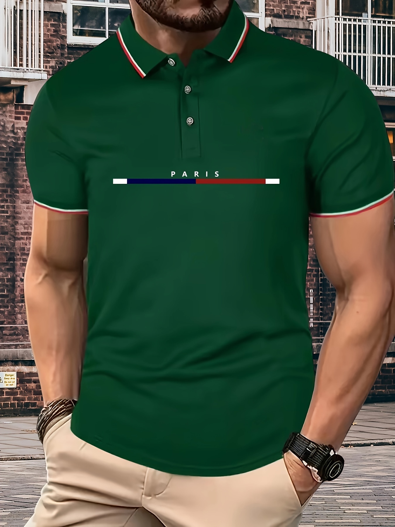 Camisa casual masculina de manga curta com lapela, camisa masculina com estilo de contraste para golfe de verão detalhes 10