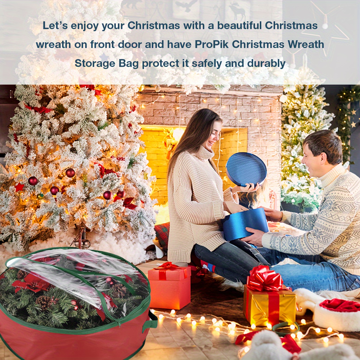 Christmas Wreath Storage Bag Wreath Clear Storage Container - Temu