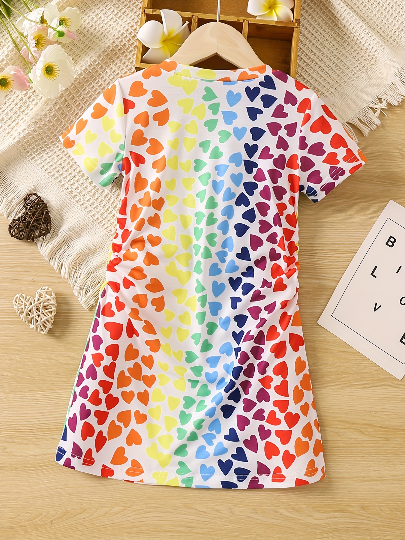 Short Sleeve Kids Tie-Dye T-Shirt Pocket Dress in Sunburst Size 2