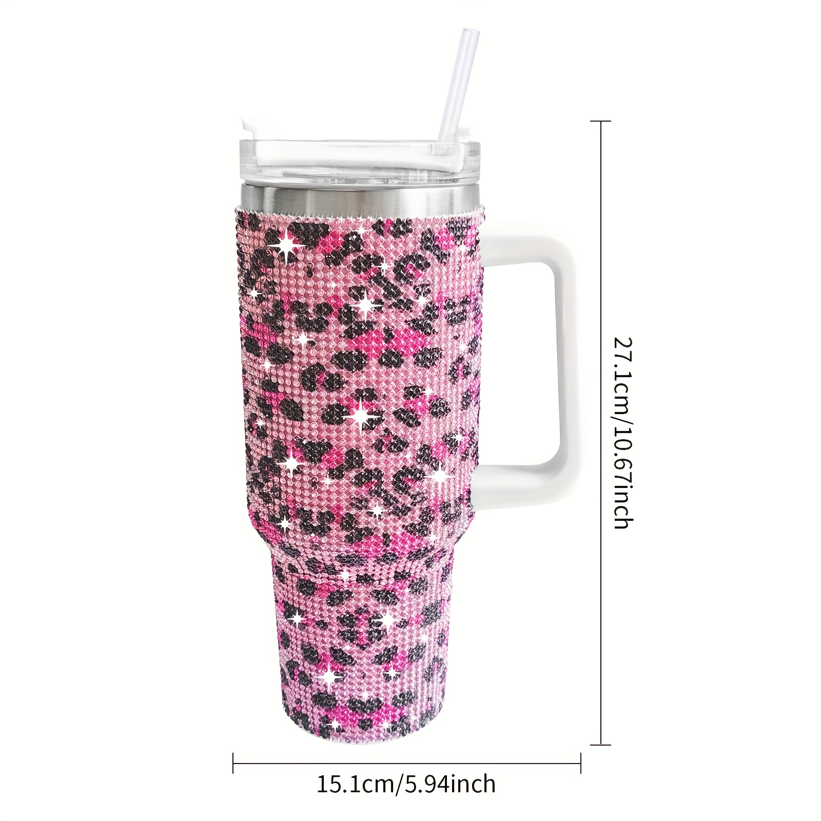 40 Oz Tumbler With Handle Studded Tumbler With Lid and Straw