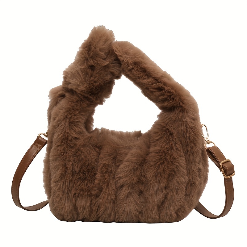Cute Plush Crossbody Hobo Bag, Fashion Faux Fur Shoulder Bag, Women's  Casual Handbag & Tote Purse - Temu Cyprus
