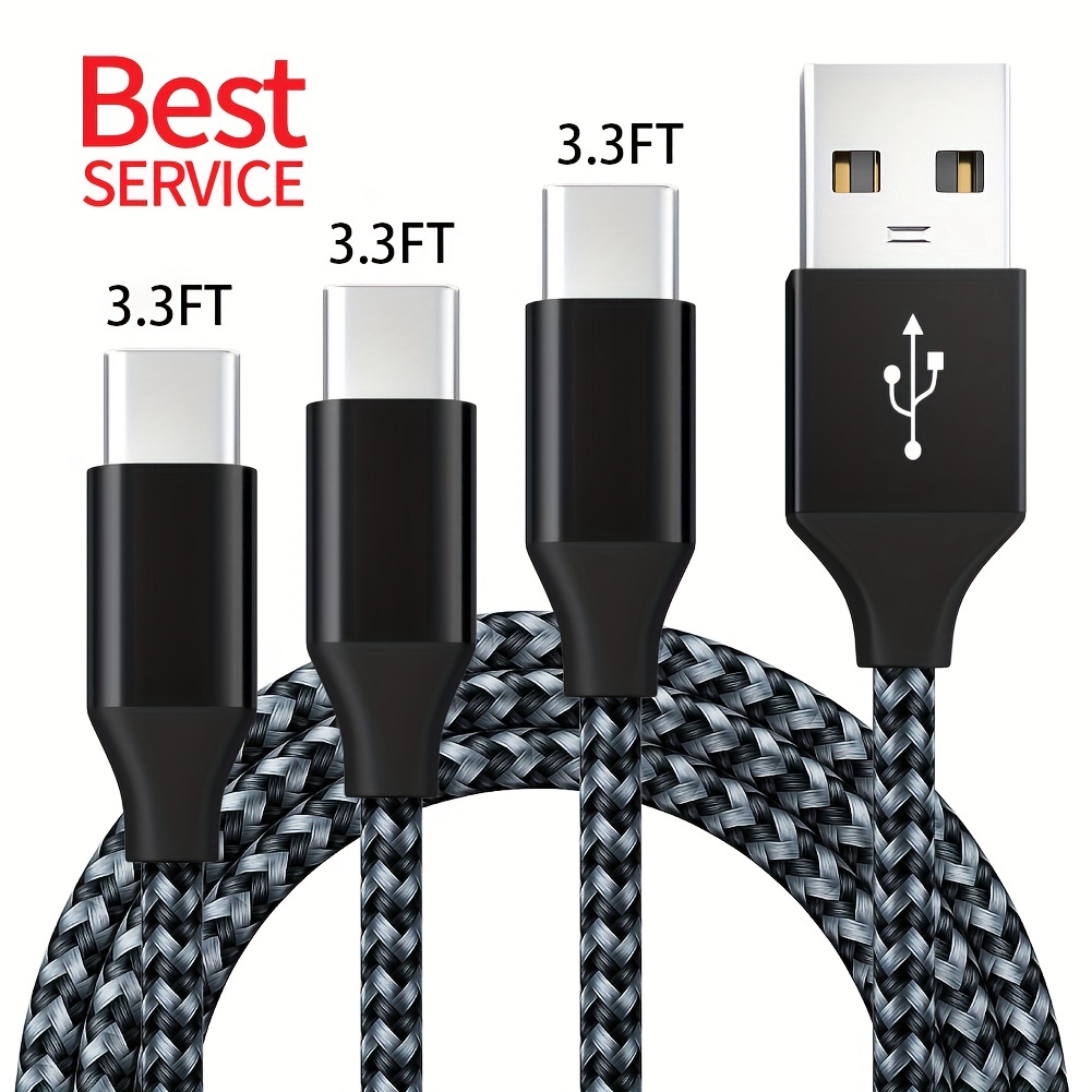 Cable de carga USB-C a USB A [paquete de 2 pies 3 pies], cable de