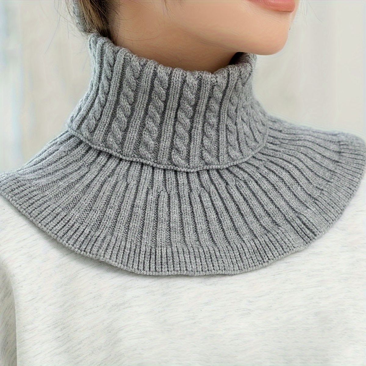 Elegant Turtleneck Twist Knit Neck Gaiter Simple Solid Color - Temu