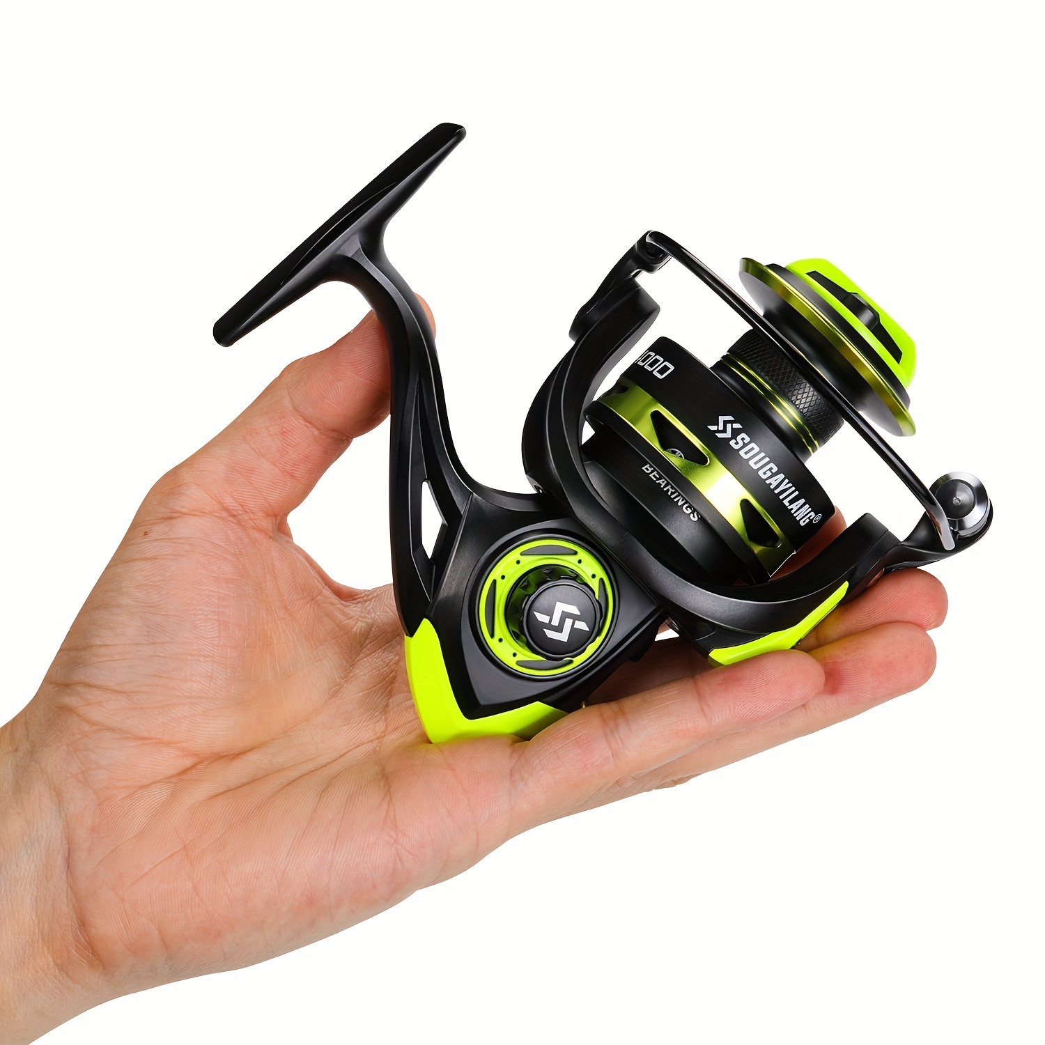 Cheap Sougayilang Fishing Reel 5.2:1 Spinning Fishing Reel with EVA Handle  for Bass Dark Yellow Fishing Reel