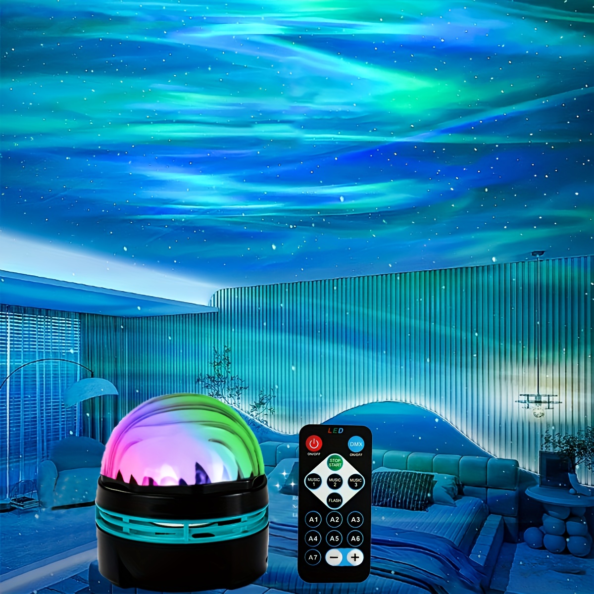 Projecteur de Ciel Étoilé, Lampe de Projecteur Étoilé Led Étoilé/vagues  d'Eau/haut-parleur Bluetooth Parfait pour la Fête 