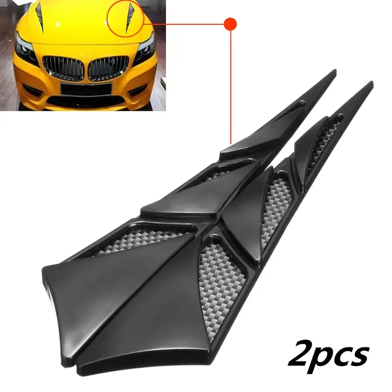 2pcs Fashion Universal Car Hood Vent Air Side Flow Intake Cover, Auto  Exterior Hood Side Door Decorative Cover Trim ABS Sticker Car Accessories