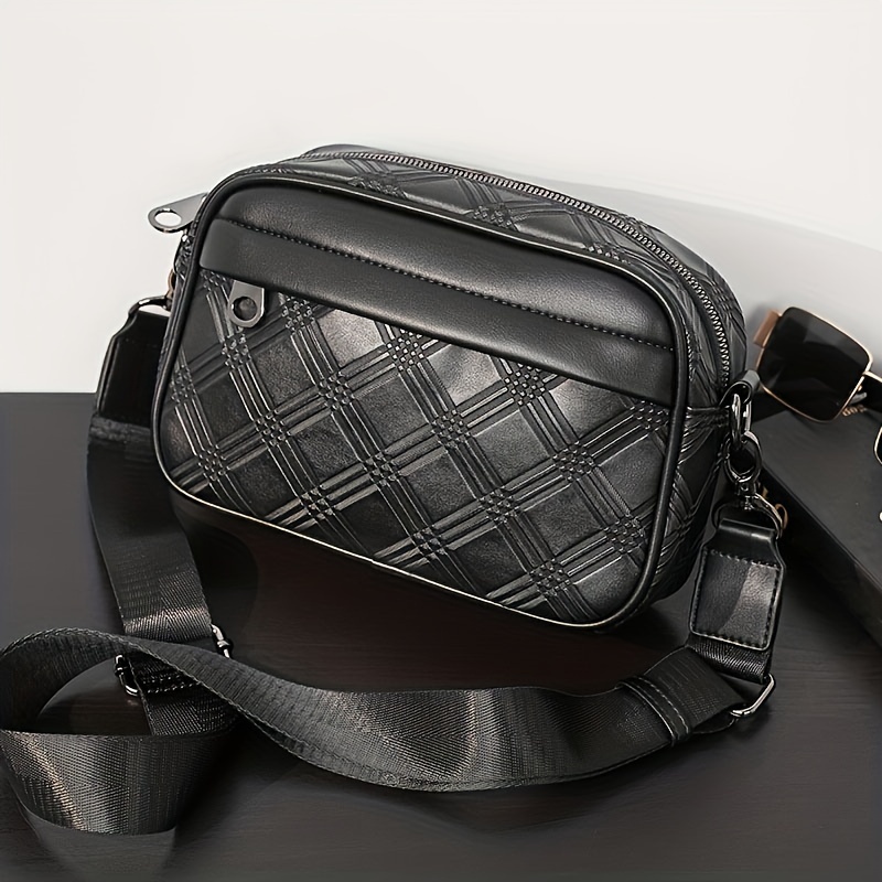 Men's Casual Pu Leather Shoulder Bag, Trendy Simple Square Crossbody Bag -  Temu