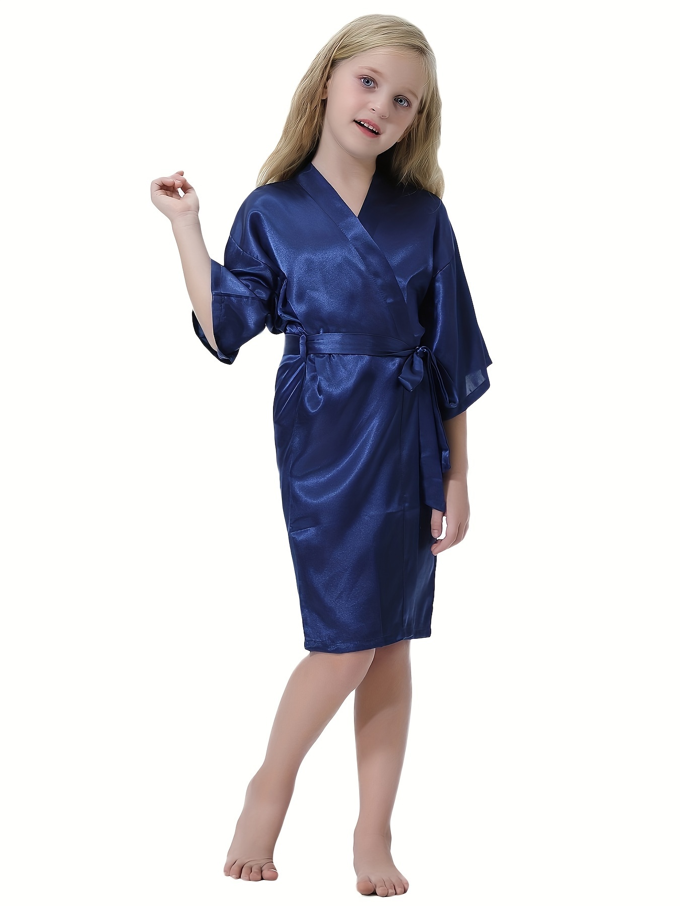 Little Girls Floral Silk Satin Kimono Clothess Outfits Homewear Clothes  Short Clothes for Wedding Birthday Party Spa