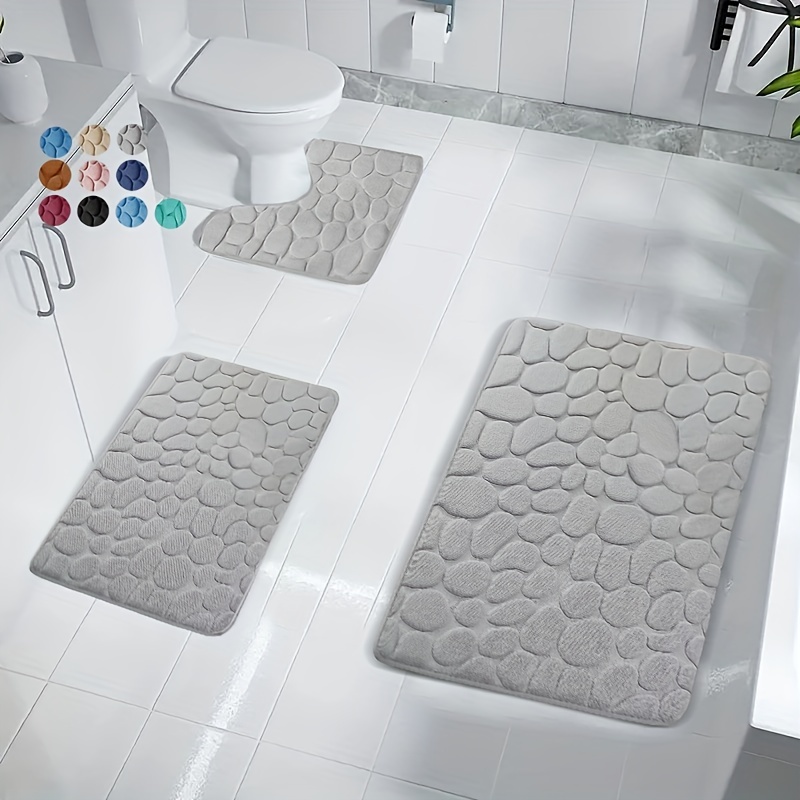 Memory Foam Bath Mat Cobblestone Bathroom Rugs Super - Temu
