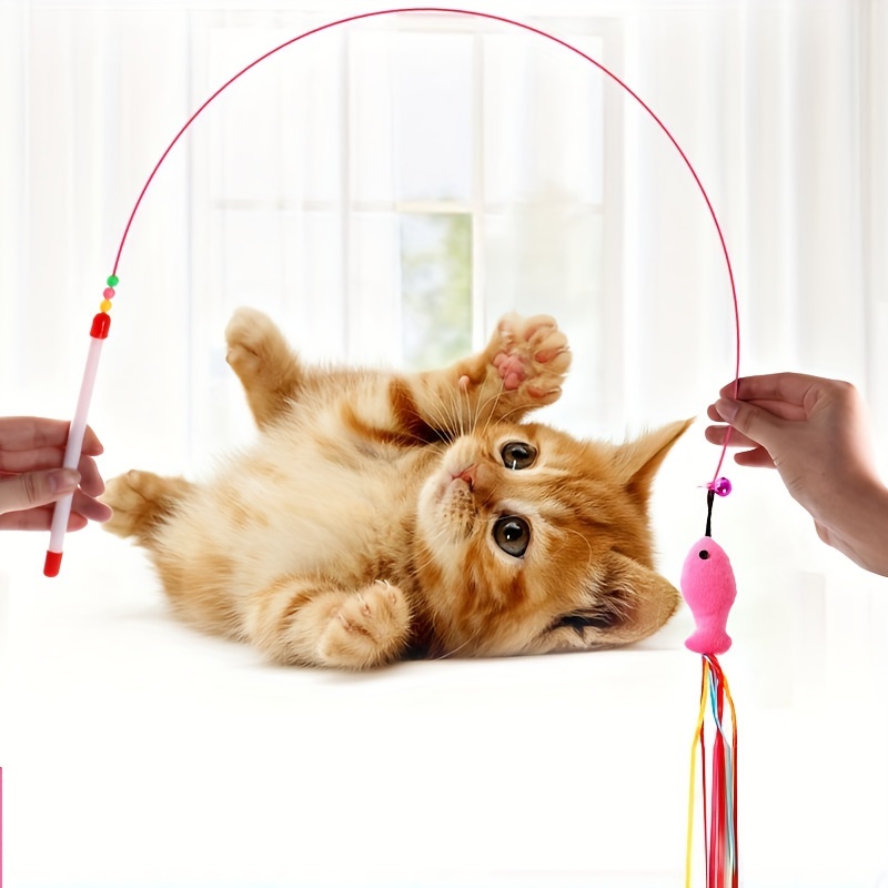 Interactive Cat Toy Steel Wire Fish Feather Perfect Indoor - Temu