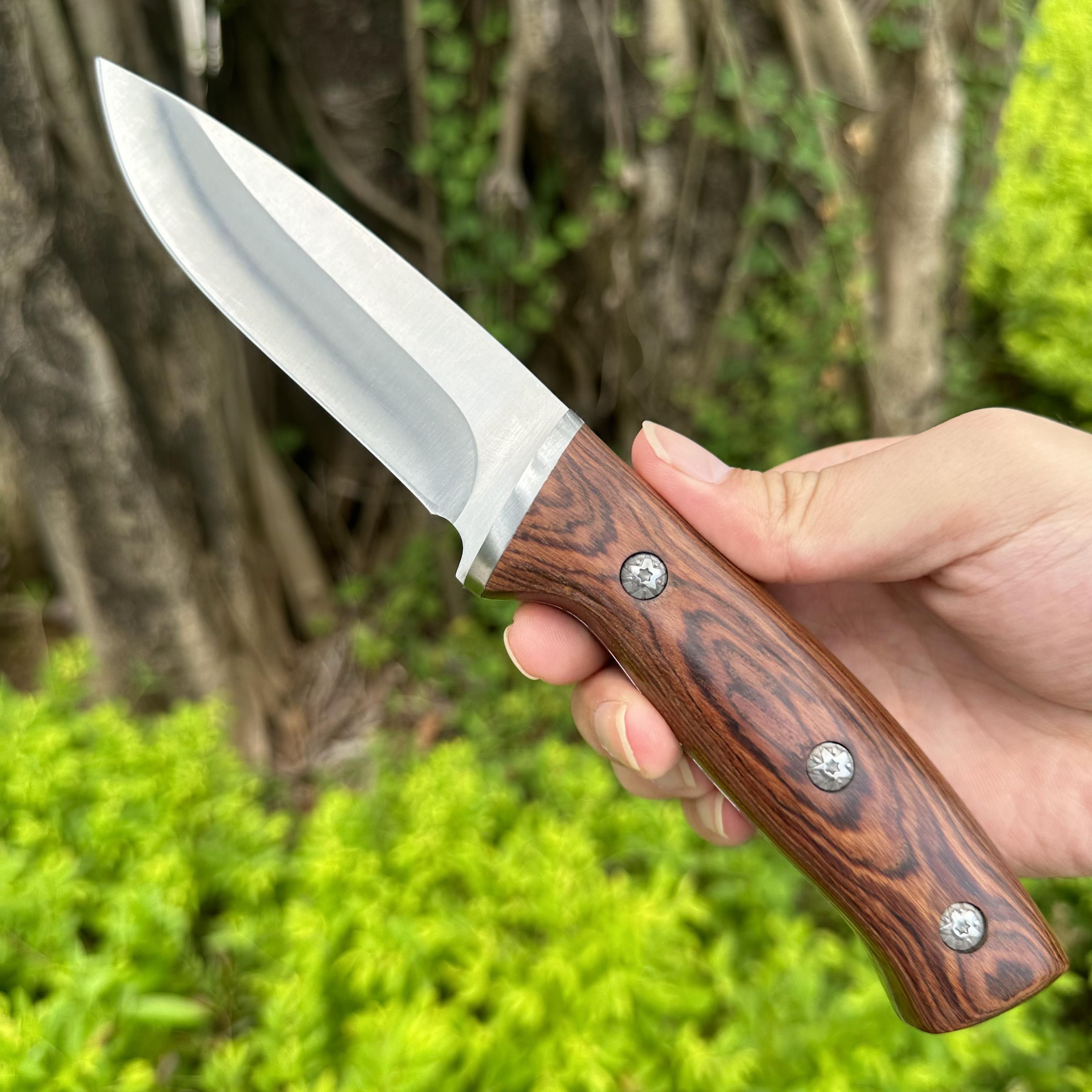 Multi-purpose Kitchen Knife Hunting Knife Feather Pattern Knife With Sheath  Stainless Steel Fruit Knives Outdoor Camping Knife Knife With Cover - Temu