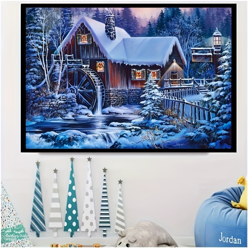 Canvas Poster Modern Art Large Size Christmas Night Snowy - Temu