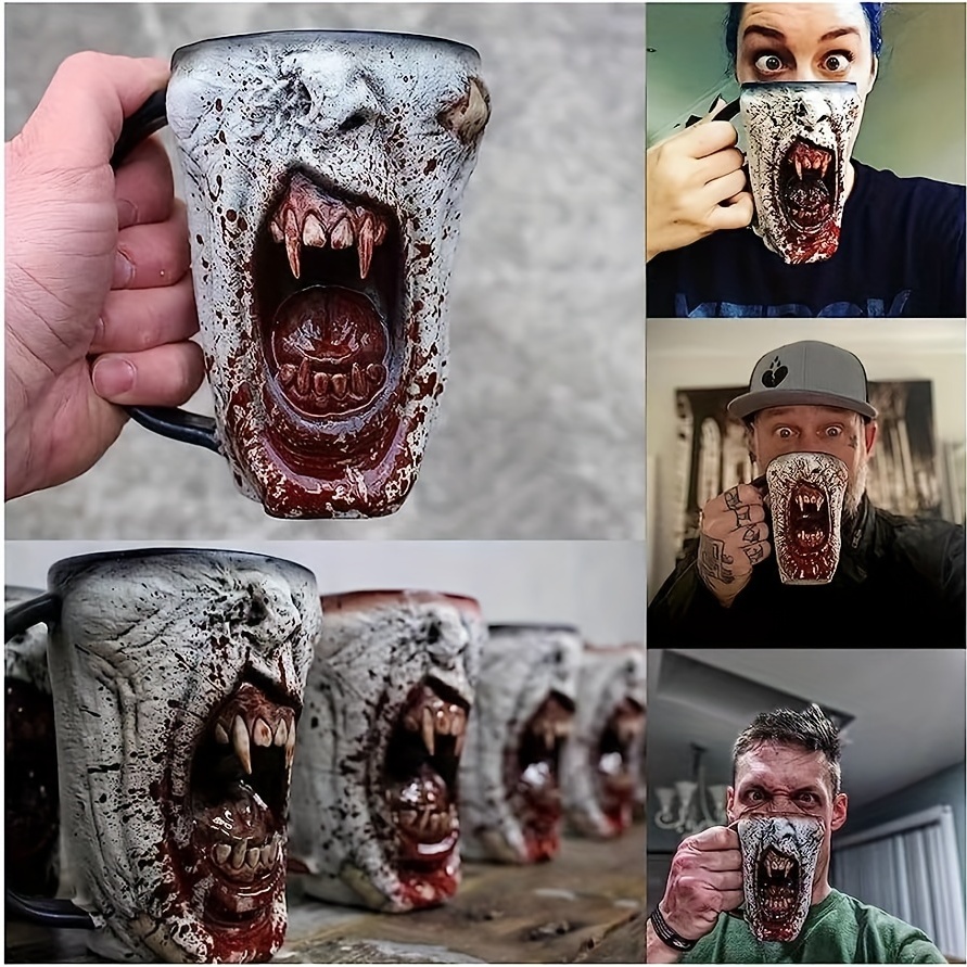 Handmade Gothic Vampire Half Face Mug Halloween Scary Funny Mug ...