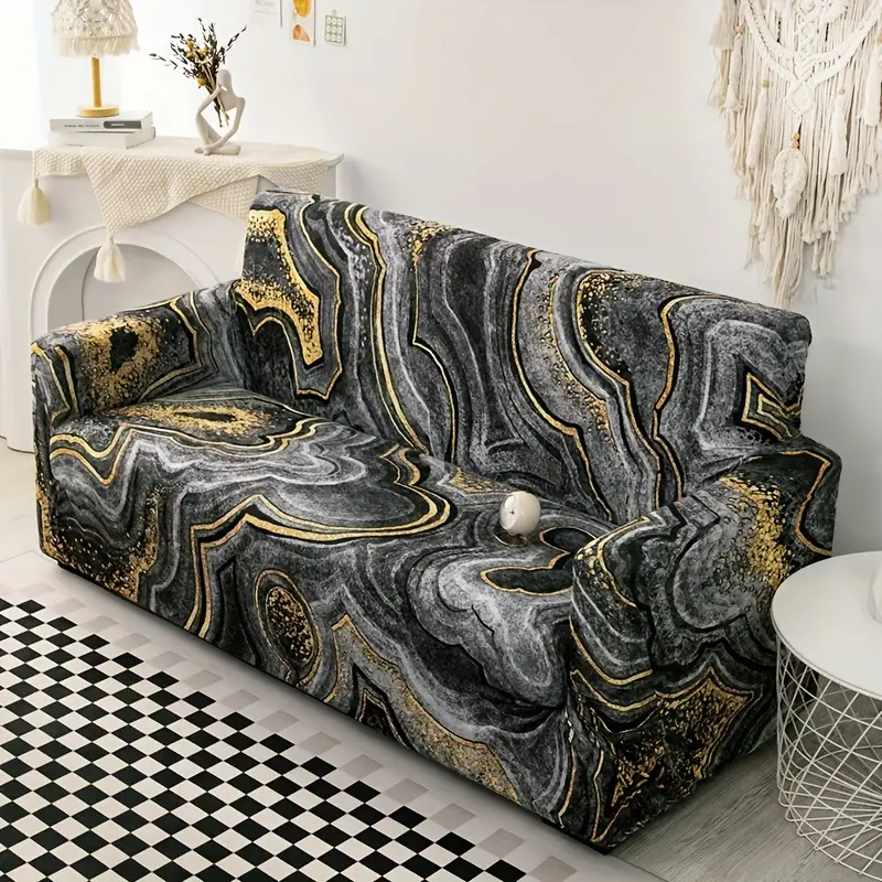 Black Classic Texture Printed Sofa