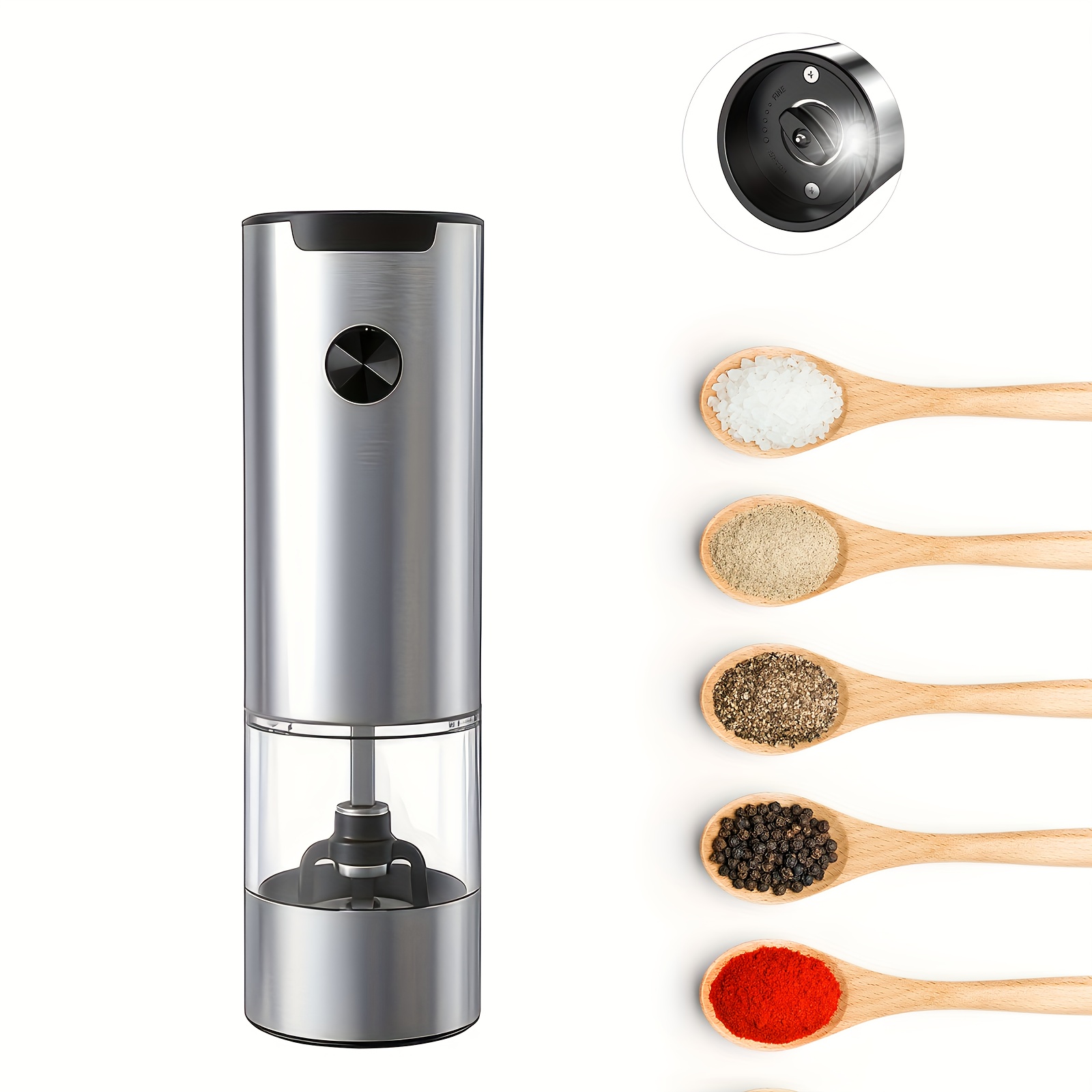 Pepper Grinder, Household Sea Salt Ginder, Electric Adjustable Spice Grinder,  Automatic Pepper Mill, Reusable Pepper Crusher For Kitchen Camping Picnic  Camping, Kitchen Gadgets, Kitchen Supplies, Chrismas Gifts, Halloween Gifts  - Temu