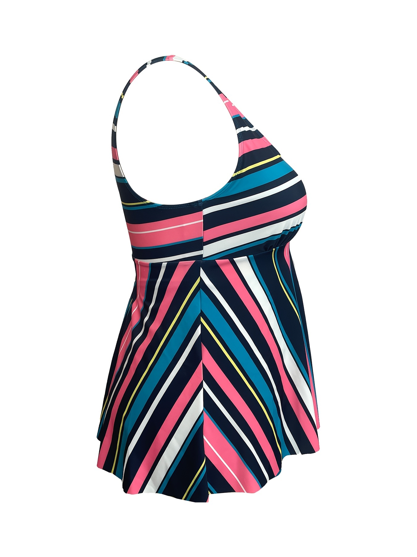 Plus Size Vacay Tankini Set, Women's Plus Allover Floral Print Crew Neck  Peplum Tank Top & Shorts Swimwear Two Piece Set