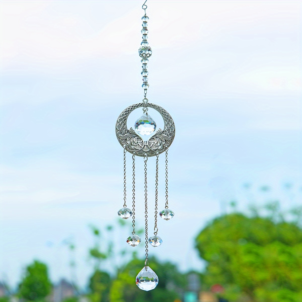 Cristal Attrape-soleil Soleil Et Lune Pendentif Maison Fentre Suspendus  Ornement Jardin Dcor Vent Carillon