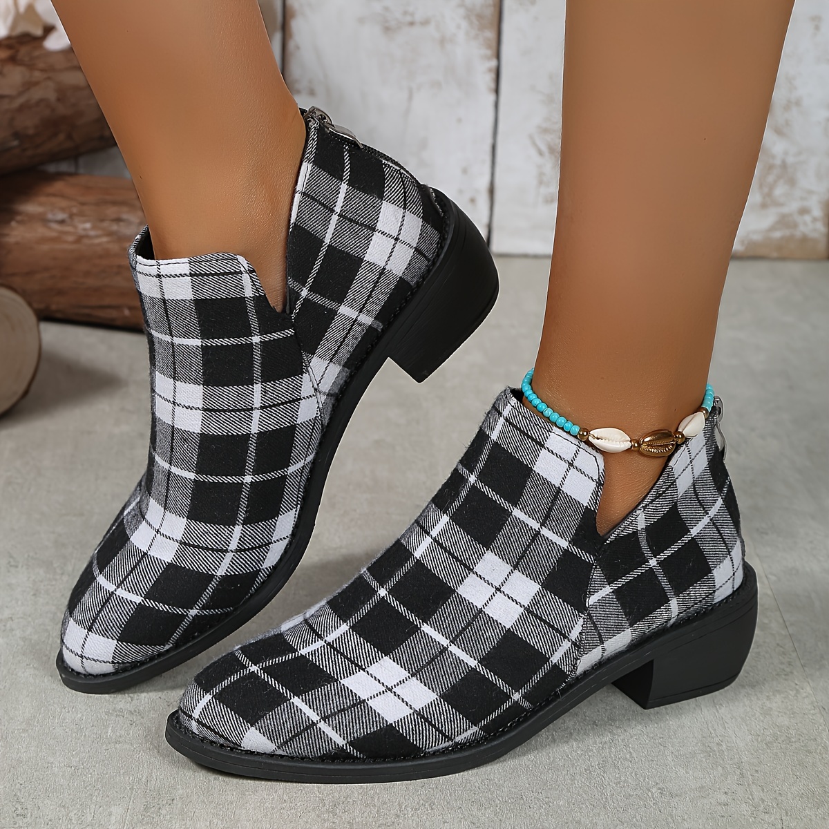 Women's plaid hotsell ankle boots