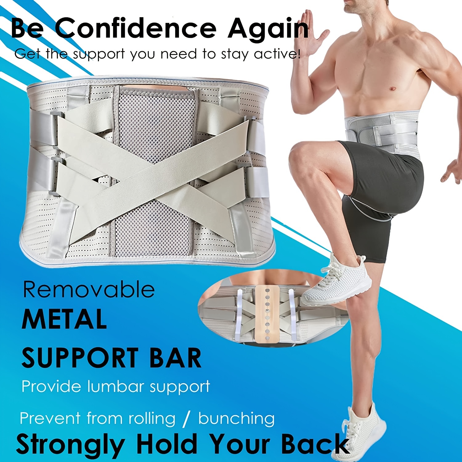 Breathable Air Mesh Back Brace for Men Women Lower Back Pain Relief Back  Support Belt Anti-skid Lumbar Support for Sciatica Scoliosis