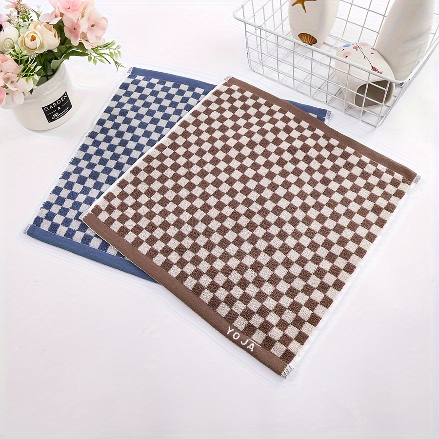 Checkered Pattern Towel Set Household Coral Fleece Towel - Temu